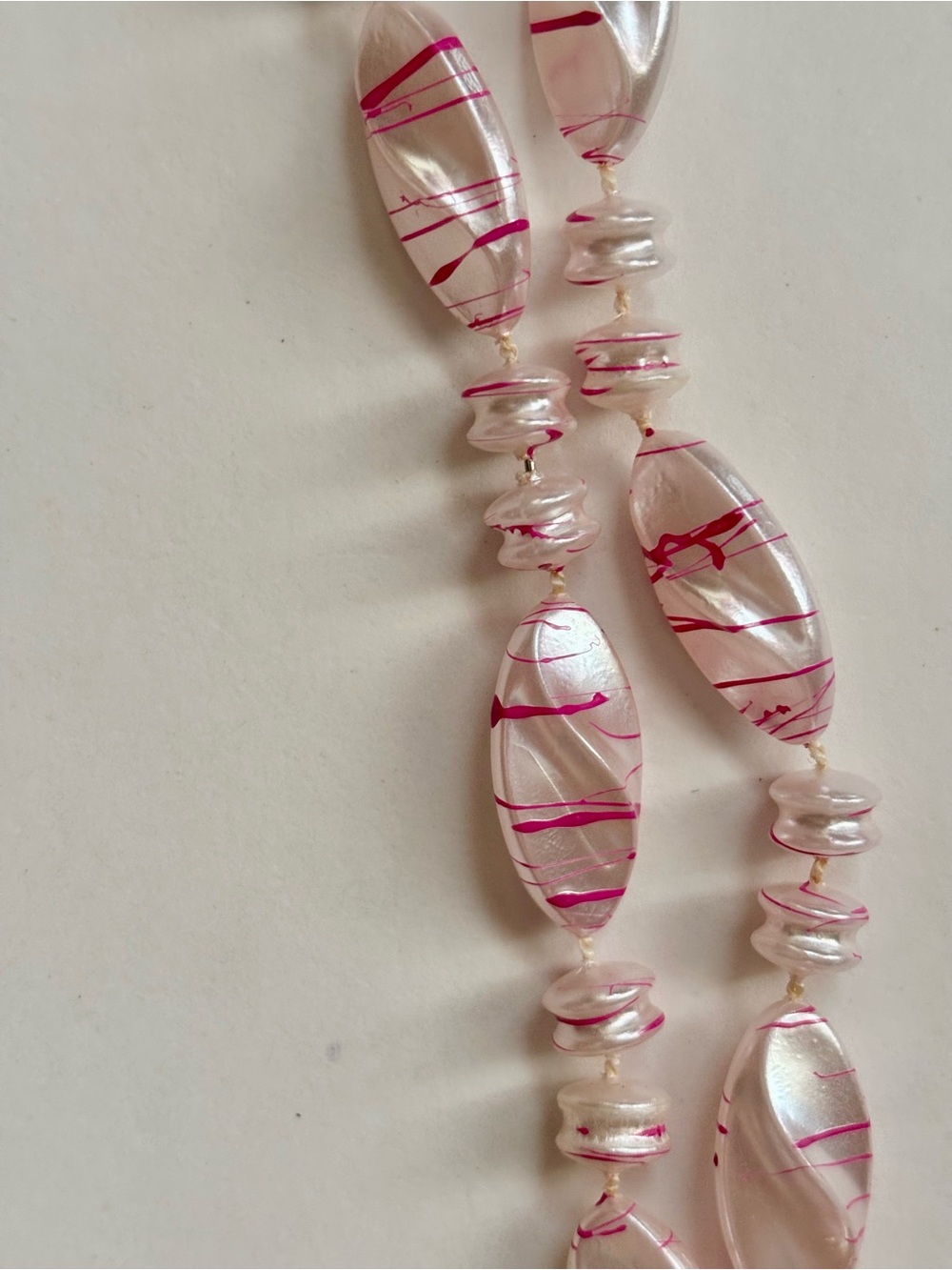 Vintage estate sale Handmade Pink Swirl Pearl Bead Necklace